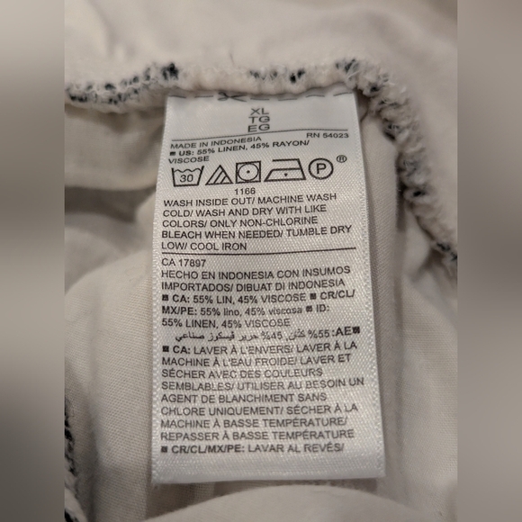 Maternity Rollover-Waist Black & Ivory Linen-Blend Wide Leg Pants Sz XL. - Picture 11 of 11